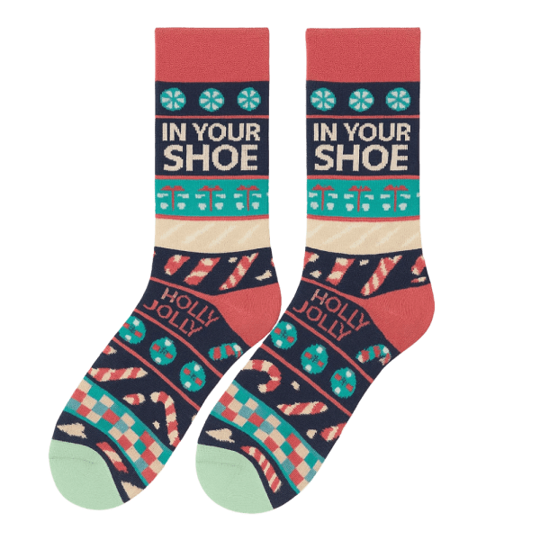 In Your Shoe Purple Holly Jolly Neck Socks