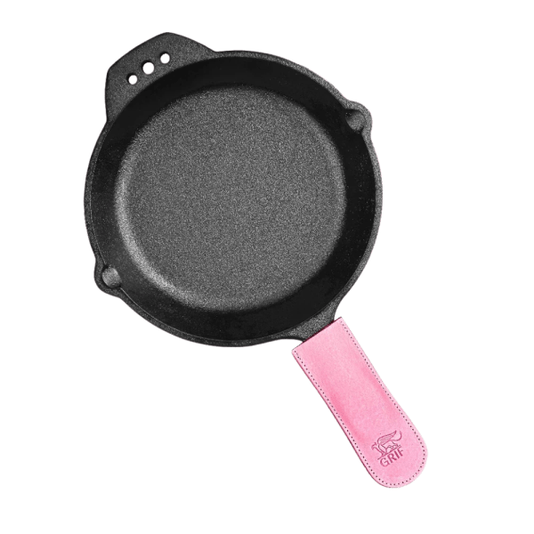 Grif 25 CM Cast Iron Skillet + Limited Edition Pink Leather Handle Cover
