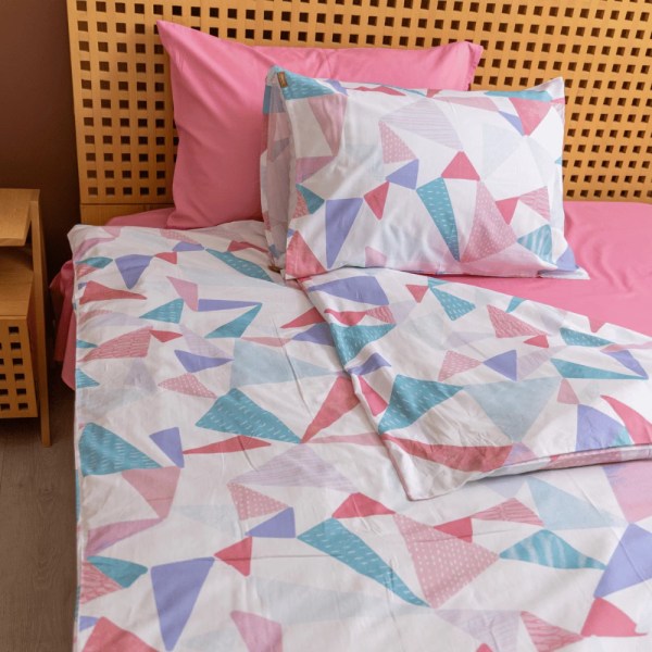 nit-home - Triangle Printed Duvet Cover Set - Pink Blue