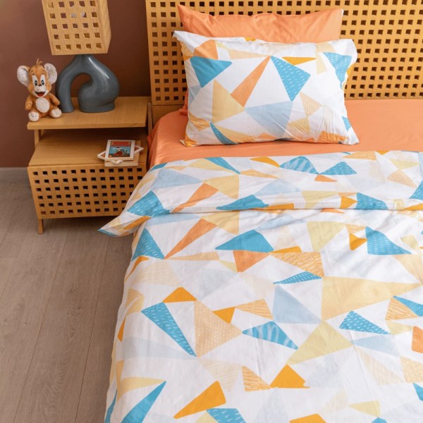 nit-home - Triangle Printed Duvet Cover Set - Orange Blue