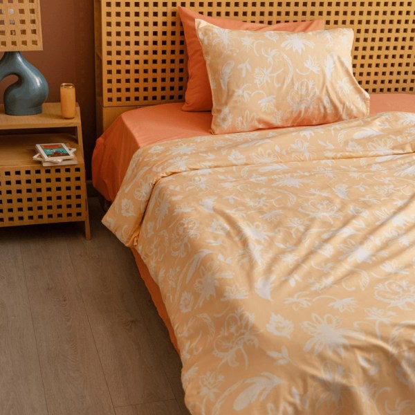 nit-home - Flower Printed Duvet Cover Set - Orange