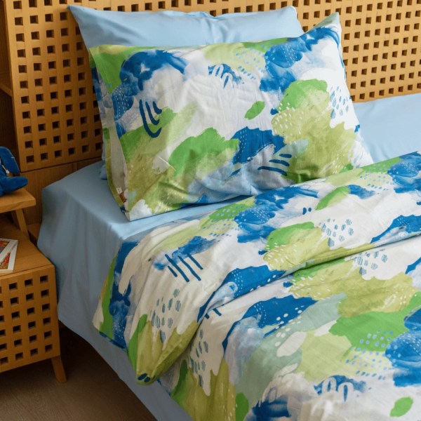 nit-home - Comouflage Printed Duvet Cover Set – Single (300 TC) 100% Egyptian Cotton - Green Blue
