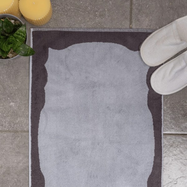 nit-home - Frame Jacquard Bath Mat - Brown Grey