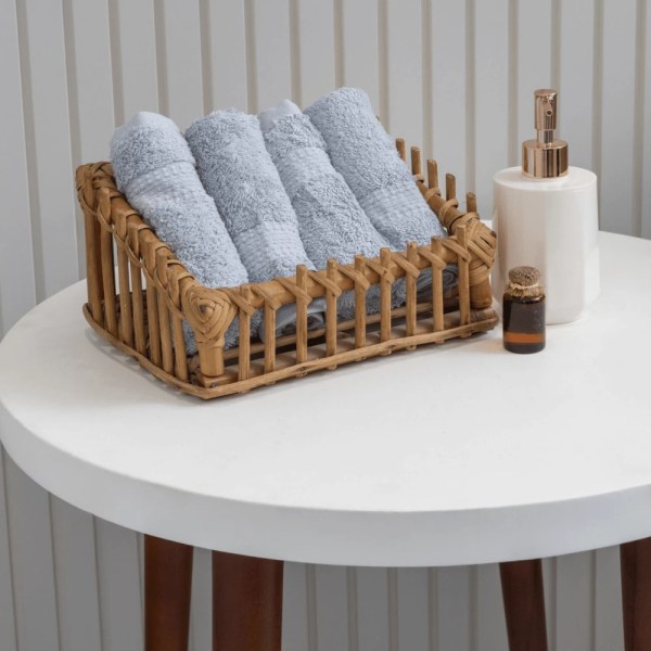 nit-home - Grey Dawn 4 pieces Face Towels Set – Solid (650 GSM) 100% Egyptian Cotton