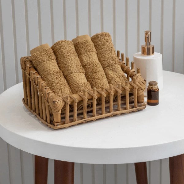 nit-home - Dijon Brown 4 pieces Face Towels Set – Solid (650 GSM) 100% Egyptian Cotton