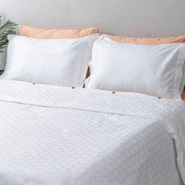 nit-home - White Duvet Cover Set – California King ( 800 TC) 100% Egyptian Cotton - Flowers