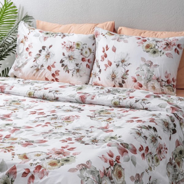 nit-home - Red Duvet Cover Set – King – (300 TC) 100 Egyptian Cotton - Flowers