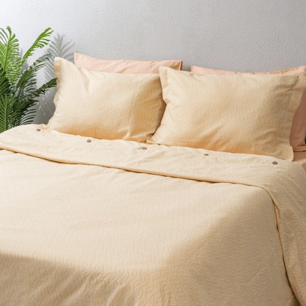 nit-home - Natural Linen Duvet Cover Set – Califorina King – (800 TC) 100% Egyptian Cotton - Waves