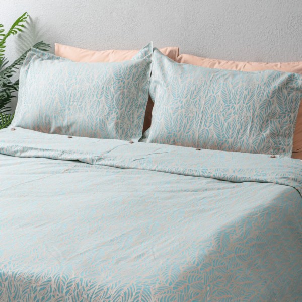 nit-home - Mint Pink Duvet Cover Set – Califorina King – (800 TC) 100% Egyptian Cotton - Leafs