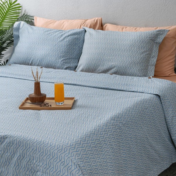 nit-home - Light Blue Duvet Cover Set – Califorina King – (800 TC) 100% Egyptian Cotton - Waves