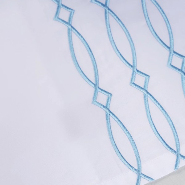 nit home - Embroidery Flat Sheet Set - White L.Blue - Multiple sizes
