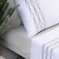 nit home - Embroidery Flat Sheet Set - White Grey - Multiple sizes