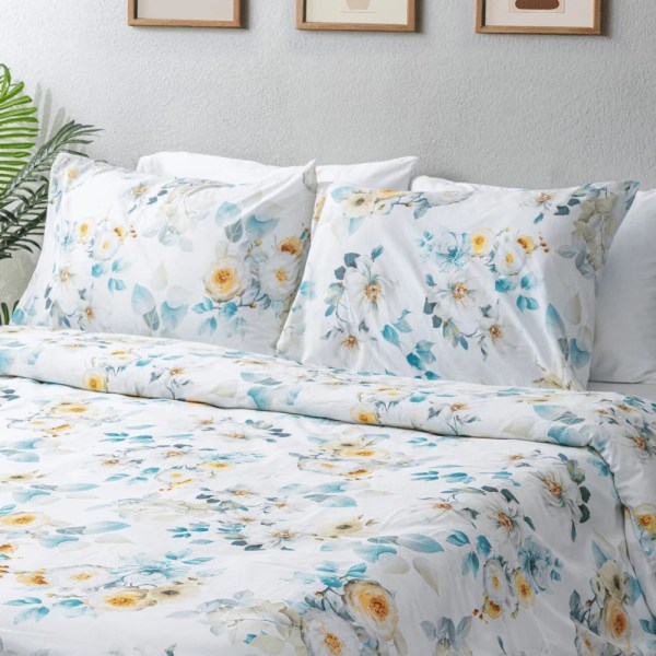 nit home - Blue Duvet Cover Set – King – (300 TC) 100 Egyptian Cotton -Flowers