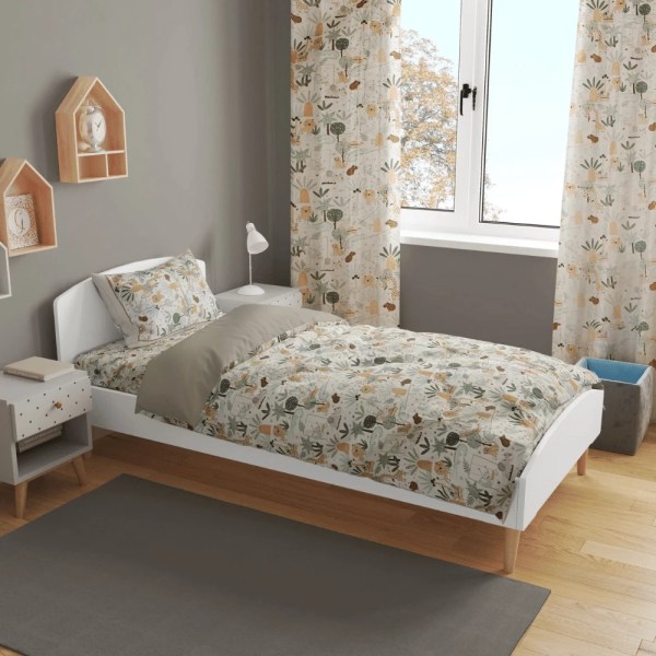 TM home - 4-Piece Jungle Kids Bedding Set – Duvet Cover, Pillowcase, Fitted Sheet & Curtain - Multiple sizes