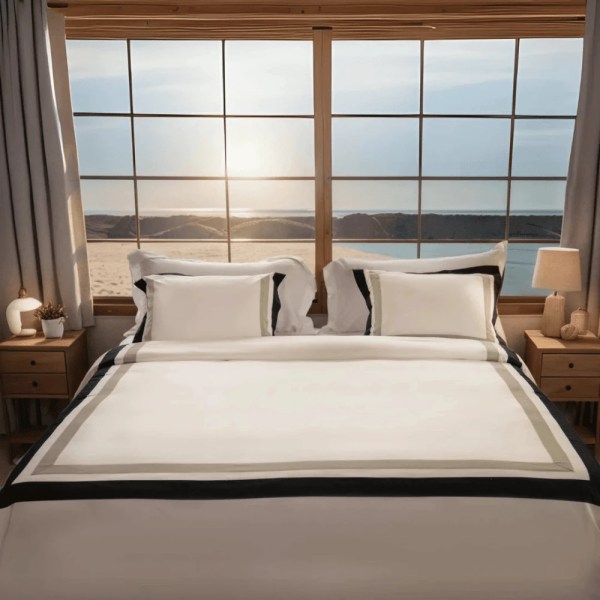 TM home - Beige Bedding Set with Brown and Green Stripes - Elegance Meets Simplicity - Multiple sizes