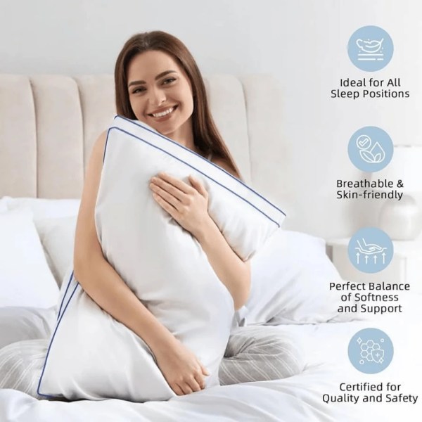 TM home - Poly Down Medical Pillow 10 cm with Double Line – Washable & Hypoallergenic Comfort - Multiple sizes - softness level