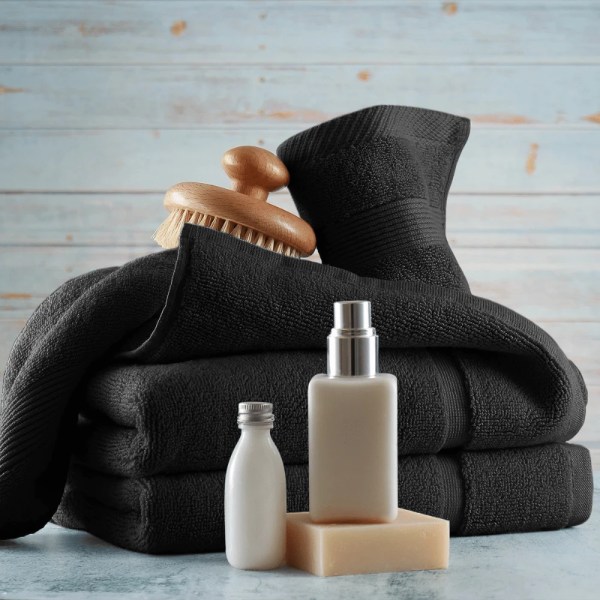 TM home - Elegant Black Towel Collection - Luxe Absorbency & Style - Multiple sizes