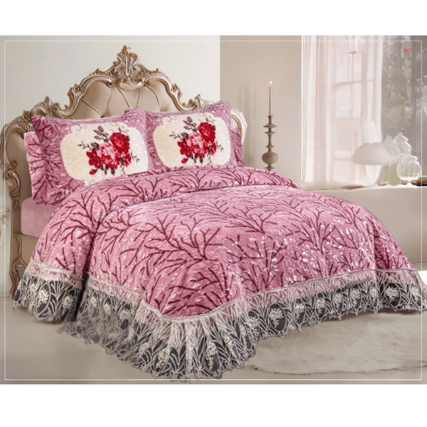 Gloria & Lawendy Multi Colors Velvet Bedspread Set Model 1050 - 4 Pieces