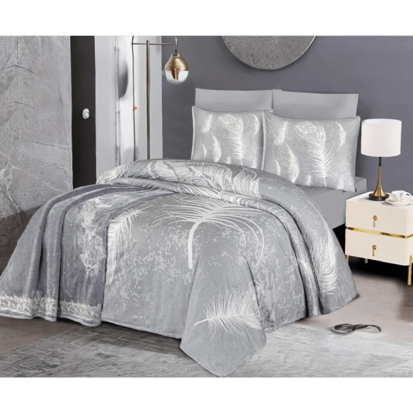 Gloria & Lawendy Multi Colors Digital Blanket & Bed Sheet Set - 4 Pieces