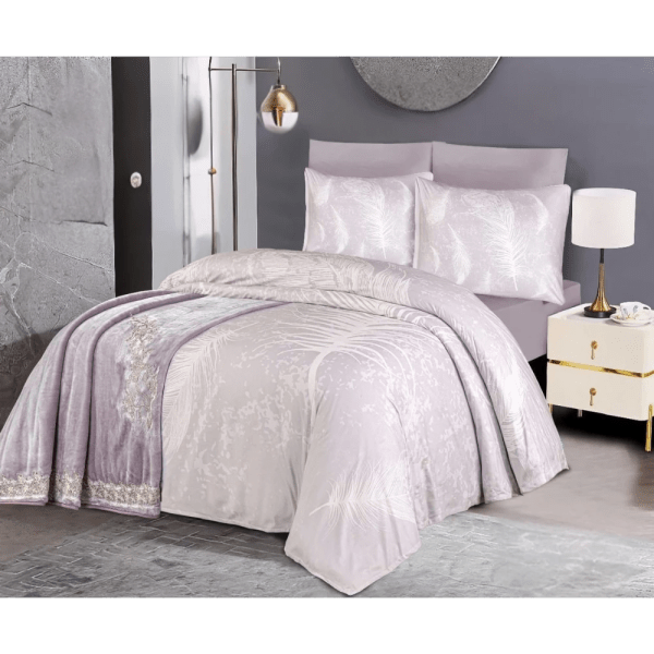 Gloria & Lawendy Multi Colors Digital Blanket & Bed Sheet Set - 4 Pieces