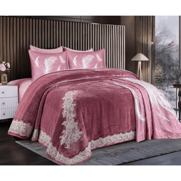 Gloria & Lawendy Multi Colors Digital Blanket & Bed Sheet Set - 4 Pieces