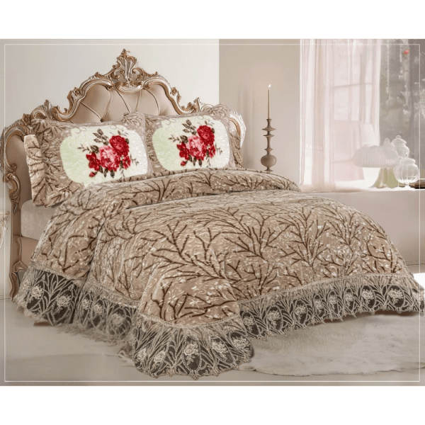 Gloria & Lawendy Multi Colors Velvet Bedspread Set Model 1050 - 4 Pieces