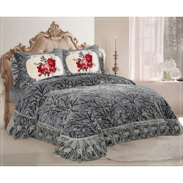 Gloria & Lawendy Multi Colors Velvet Bedspread Set Model 1050 - 4 Pieces