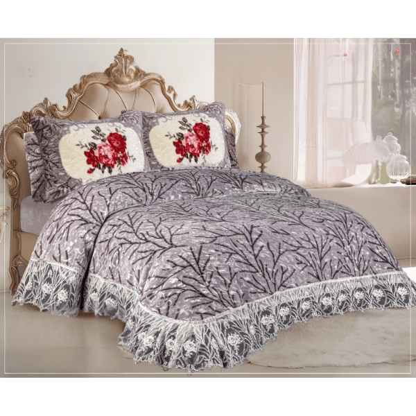 Gloria & Lawendy Multi Colors Velvet Bedspread Set Model 1050 - 4 Pieces