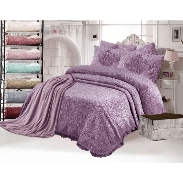 Gloria & Lawendy Multi Colors Blanket & Comforter Set Model 1015 - 4 Pieces
