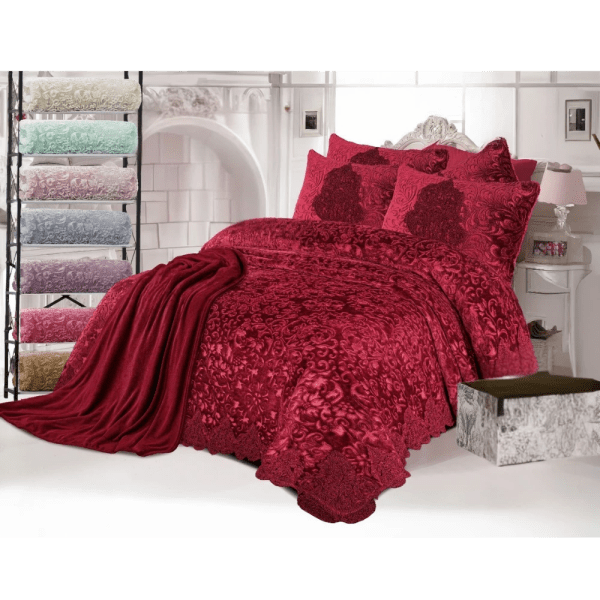 Gloria & Lawendy Multi Colors Blanket & Comforter Set Model 1015 - 4 Pieces