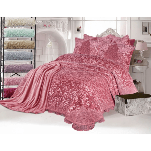 Gloria & Lawendy Multi Colors Blanket & Comforter Set Model 1015 - 4 Pieces