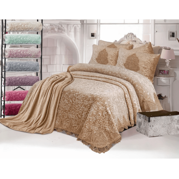 Gloria & Lawendy Multi Colors Blanket & Comforter Set Model 1015 - 4 Pieces