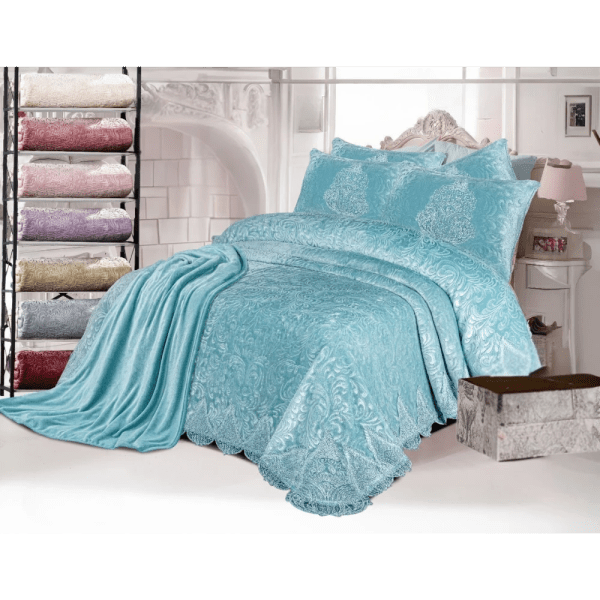 Gloria & Lawendy Multi Colors Blanket & Comforter Set Model 1015 - 4 Pieces