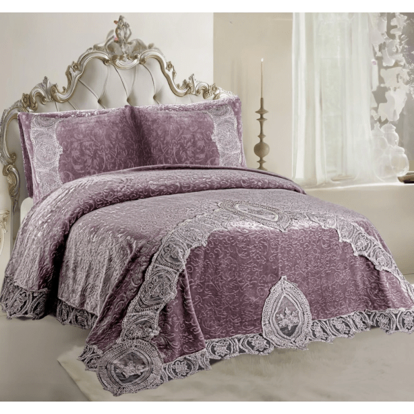 Gloria & Lawendy Multi Color Velvet Bedspread - 4 Pieces