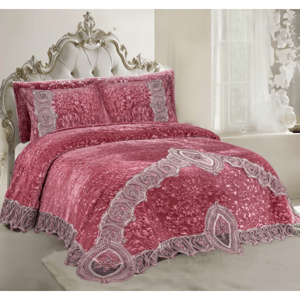 Gloria & Lawendy Multi Color Velvet Bedspread - 4 Pieces