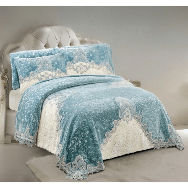 Gloria & Lawendy Multi Colors Velvet Bedspread Set - 4 Pieces