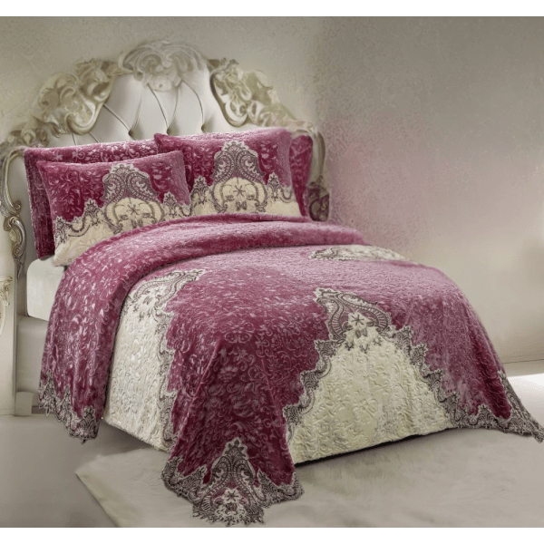 Gloria & Lawendy Multi Colors Velvet Bedspread Set - 4 Pieces