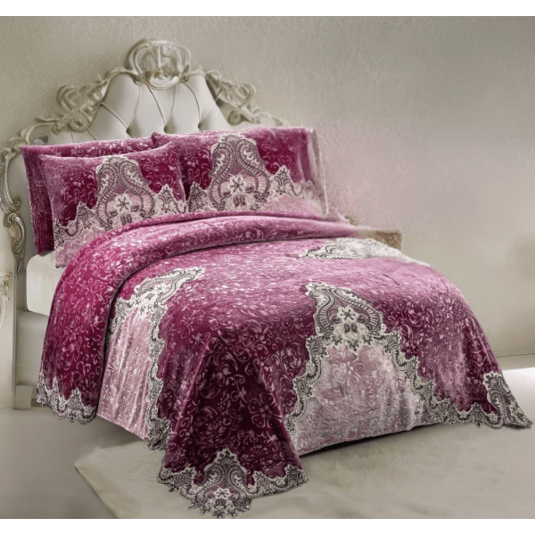 Gloria & Lawendy Multi Colors Velvet Bedspread Set - 4 Pieces