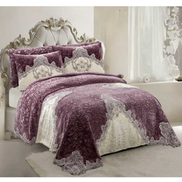 Gloria & Lawendy Multi Colors Velvet Bedspread Set - 4 Pieces