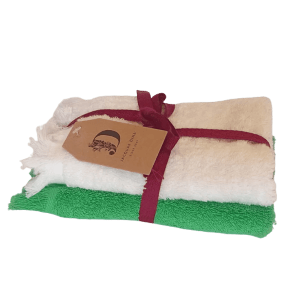 jacquradina - towel Dina - 30×50 - Off-white , green