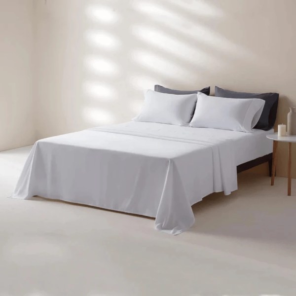 TM home - Luxury Cotton Percale Flat Sheets – 3-Piece Set - Multiple sizes - Multiple colors
