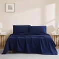 TM home - Luxury Cotton Percale Flat Sheets – 3-Piece Set - Multiple sizes - Multiple colors