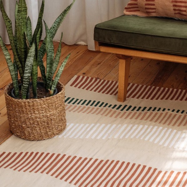 kiliim Hatches Rug , 100% cotton & multi Sizes