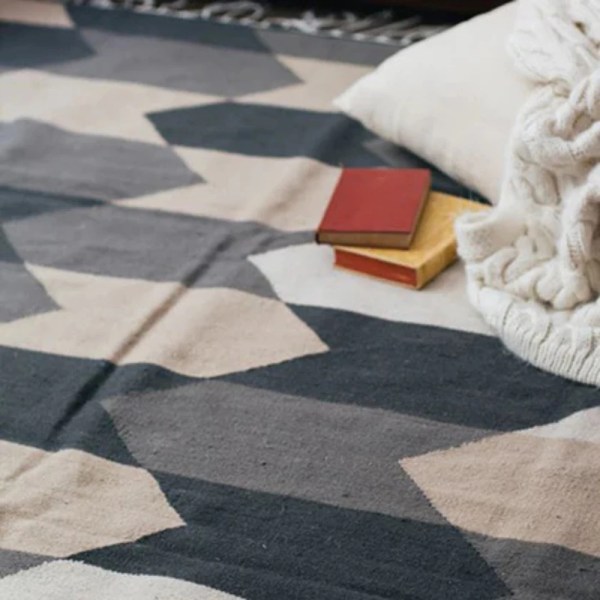 kiliim Neutral Chevron Rug , 100% cotton & one size 1.5×2 m