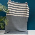 kiliim Navy Stripes Throw , 100% cotton & one size 130×170 cm