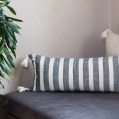 kiliim Navy Stripes Akhmim Cushion , 100% cotton & one size 30 X 65 CM
