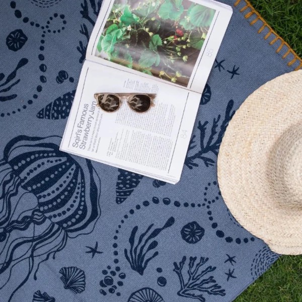 kiliim Navy Marine Rug , 100% cotton & multi sizes