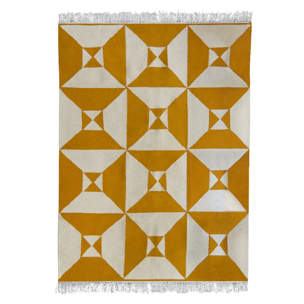 kiliim- Cream Yellow Arrows Rug - Multiple sizes