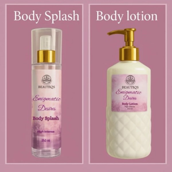 BEAUTIQS - Enigmatic Desires Body Lotion & Body Splash Set – 2 x 250ml | American-Inspired Perfume Scent | Shea Butter Moisturizing Lotion + Long-Lasting Fragrance Mist for Women