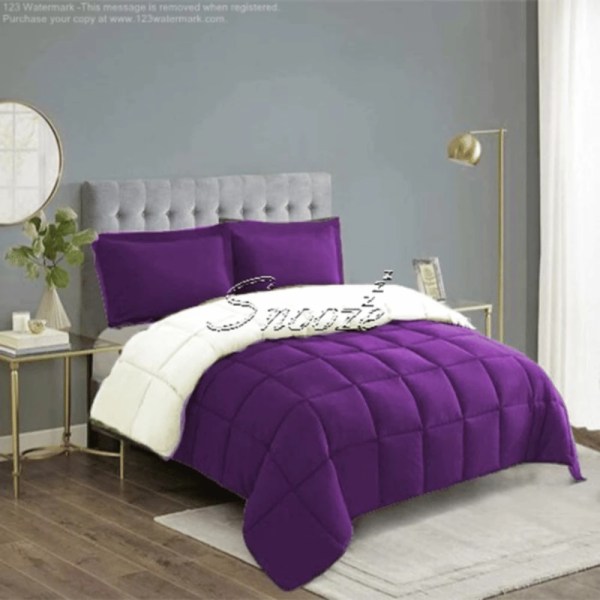 Snooze - Winter fiber Quilt, Double face plain, Purple & White - Multiple sizes
